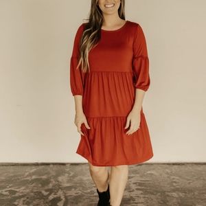 Cynthia Rowley Burnt Orange Long Sleeve Boho Dress NWT